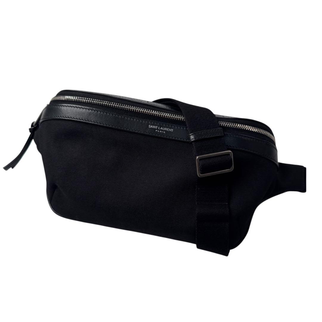 Saint Laurent Waist Pouch Canvas Belt Bag Black