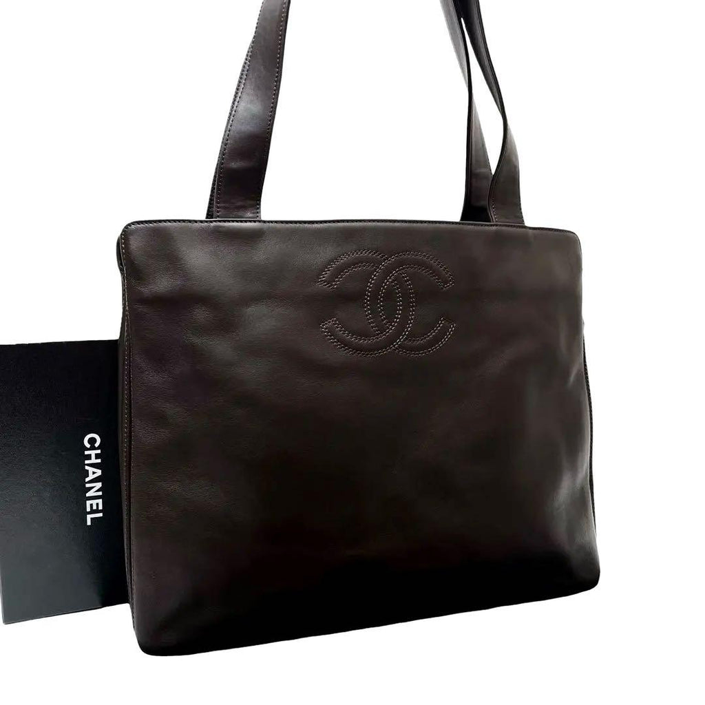 Chanel Leather CC Logo Shoulder Tote Lambskin