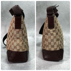 Gucci GG Shoulder Bag Brown Beige Leather Canvas — view 7
