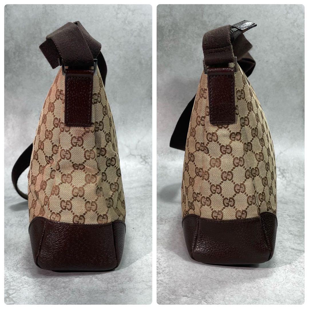 Gucci GG Shoulder Bag Brown Beige Leather Canvas — view 7
