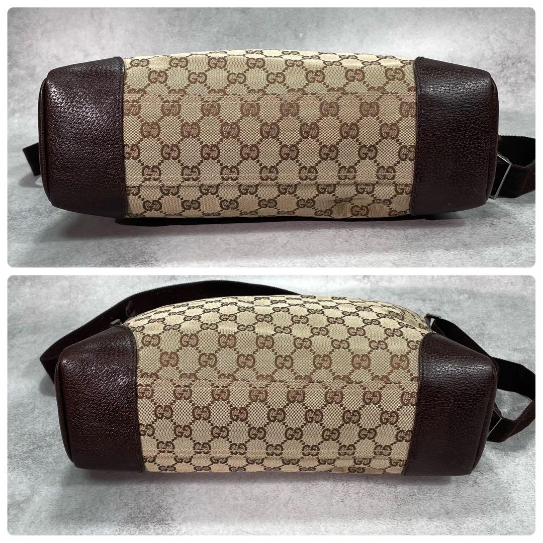 Gucci GG Shoulder Bag Brown Beige Leather Canvas — view 8