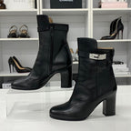 Hermes Jewels Kelly Leather Short Boots Black — view 2