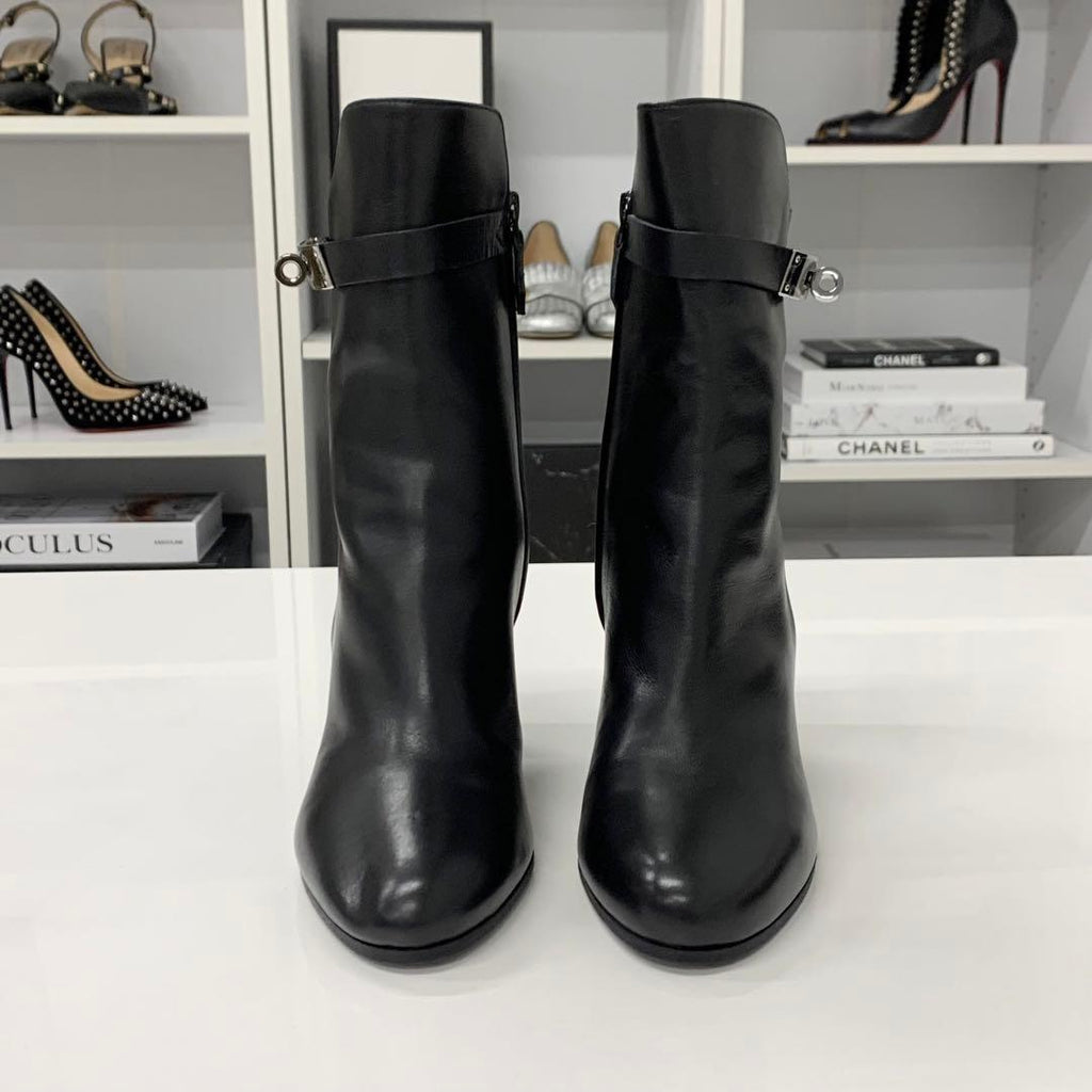Hermes Jewels Kelly Leather Short Boots Black — view 4