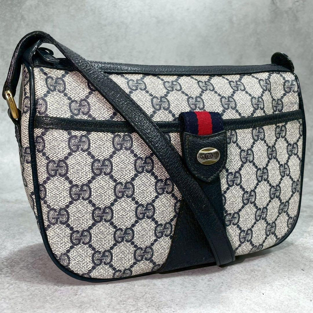 Gucci GG Sherry Line Shoulder Bag Navy Leather