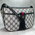 Gucci GG Sherry Line Shoulder Bag Navy Leather