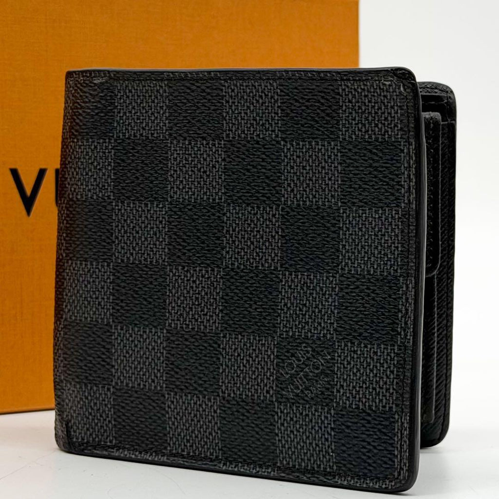 Louis Vuitton Portefeuille Marco Damier Graphite Bifold Compact Wallet