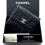 Chanel Wallet Camellia Embossed Hook Trifold