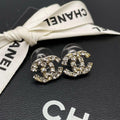 Chanel CC Logo Earrings 05c Rhinestone Icon Silver Here