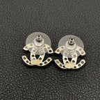 Chanel CC Logo Earrings 05c Rhinestone Icon Silver Here — view 3