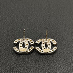 Chanel CC Logo Earrings 05c Rhinestone Icon Silver Here — view 4