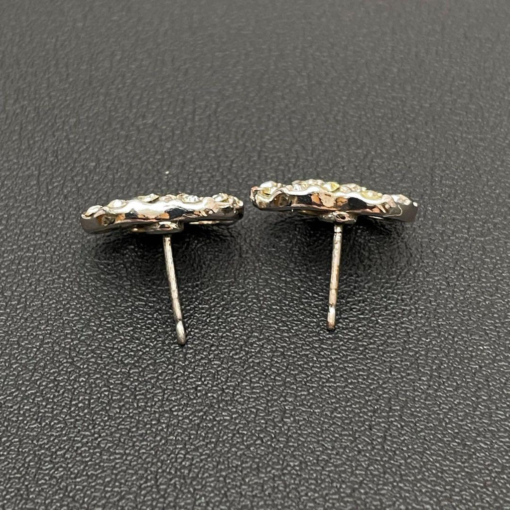 Chanel CC Logo Earrings 05c Rhinestone Icon Silver Here — view 6