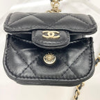 Chanel CC Logo Quilted Lambskin Chain Airpods Case Necklace — view 6
