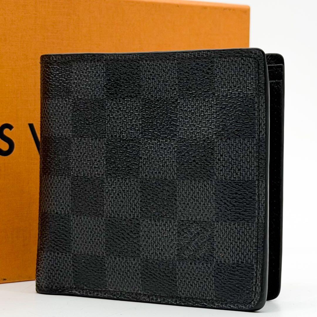 Louis Vuitton Portefeuille Marco Damier Graphite Compact Black Wallet