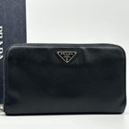Prada Saffiano Zip Around Triangle Logo Leather Wallet — view 2