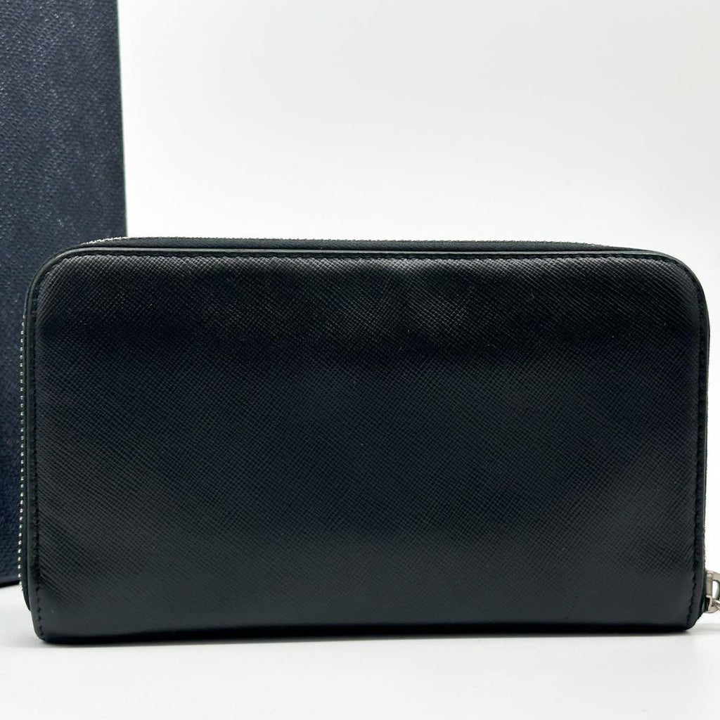 Prada Saffiano Zip Around Triangle Logo Leather Wallet — view 3