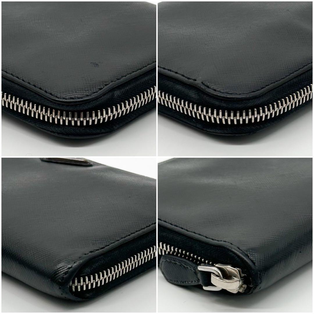 Prada Saffiano Zip Around Triangle Logo Leather Wallet — view 5