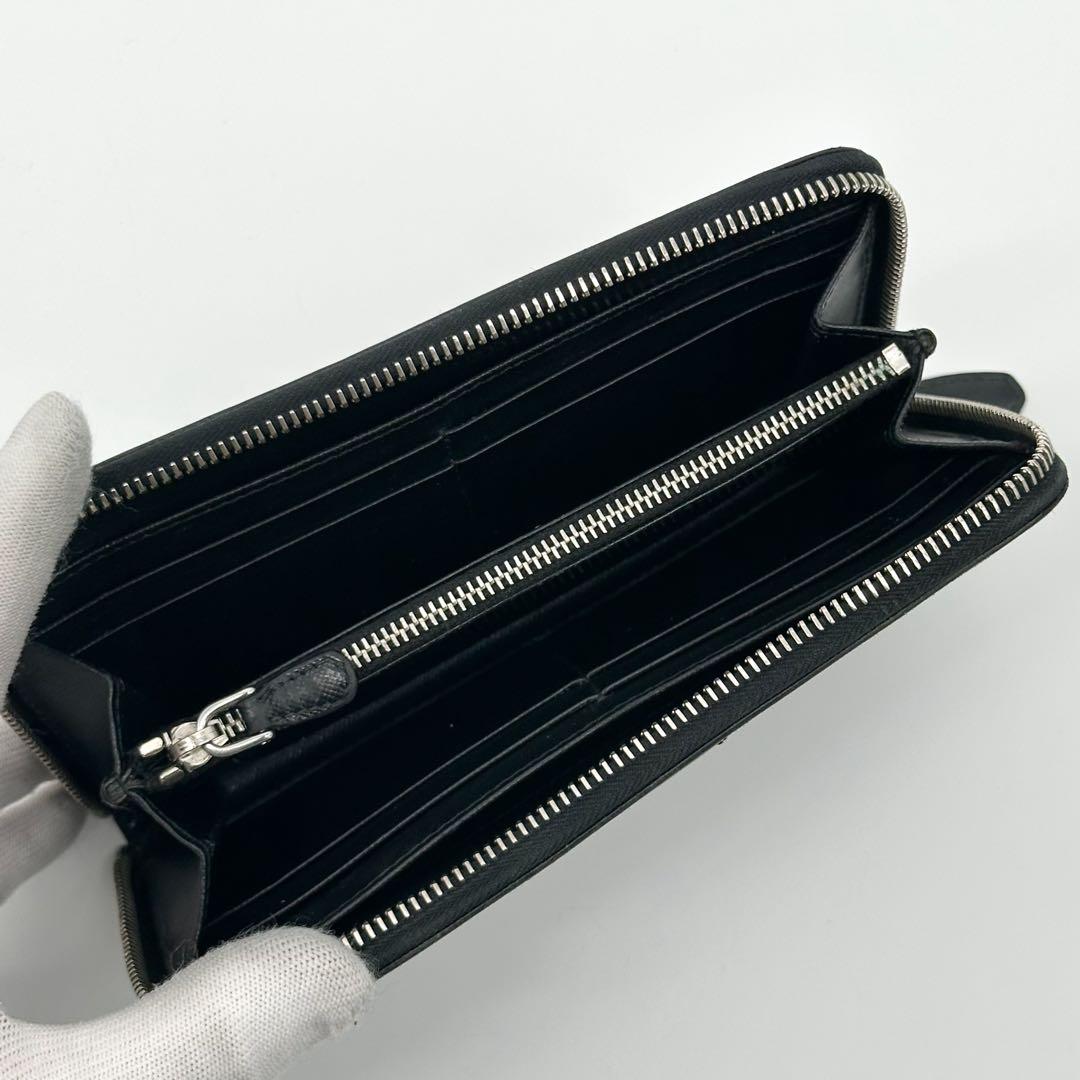 Prada Saffiano Zip Around Triangle Logo Leather Wallet — view 6