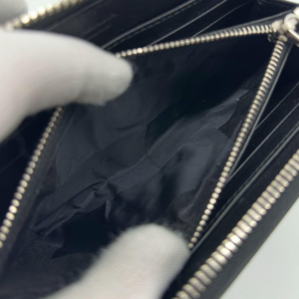 Prada Saffiano Zip Around Triangle Logo Leather Wallet — view 9
