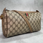 Gucci GG Sherry Line Shoulder Bag Brown Leather Logo