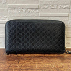 Gucci GG Guccissima All Over Pattern Wallet Round Zip Leather Black — view 2