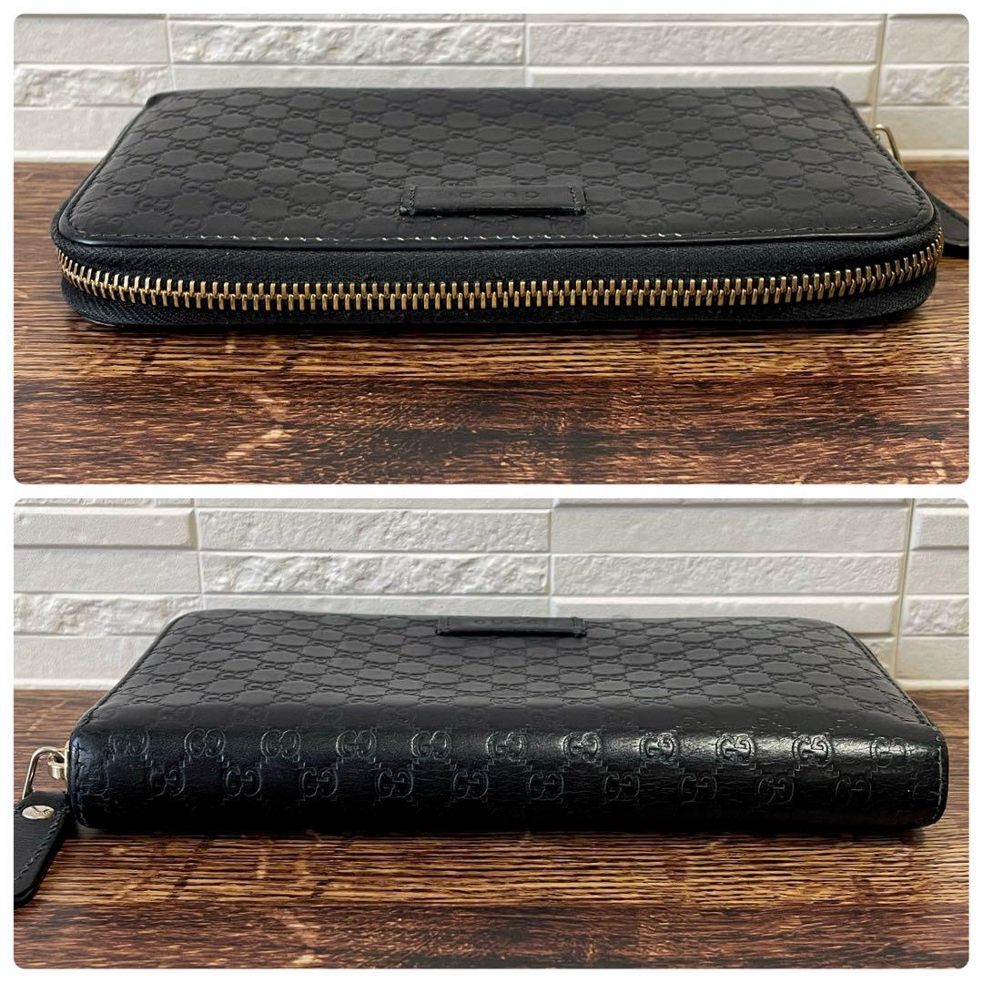 Gucci GG Guccissima All Over Pattern Wallet Round Zip Leather Black — view 4
