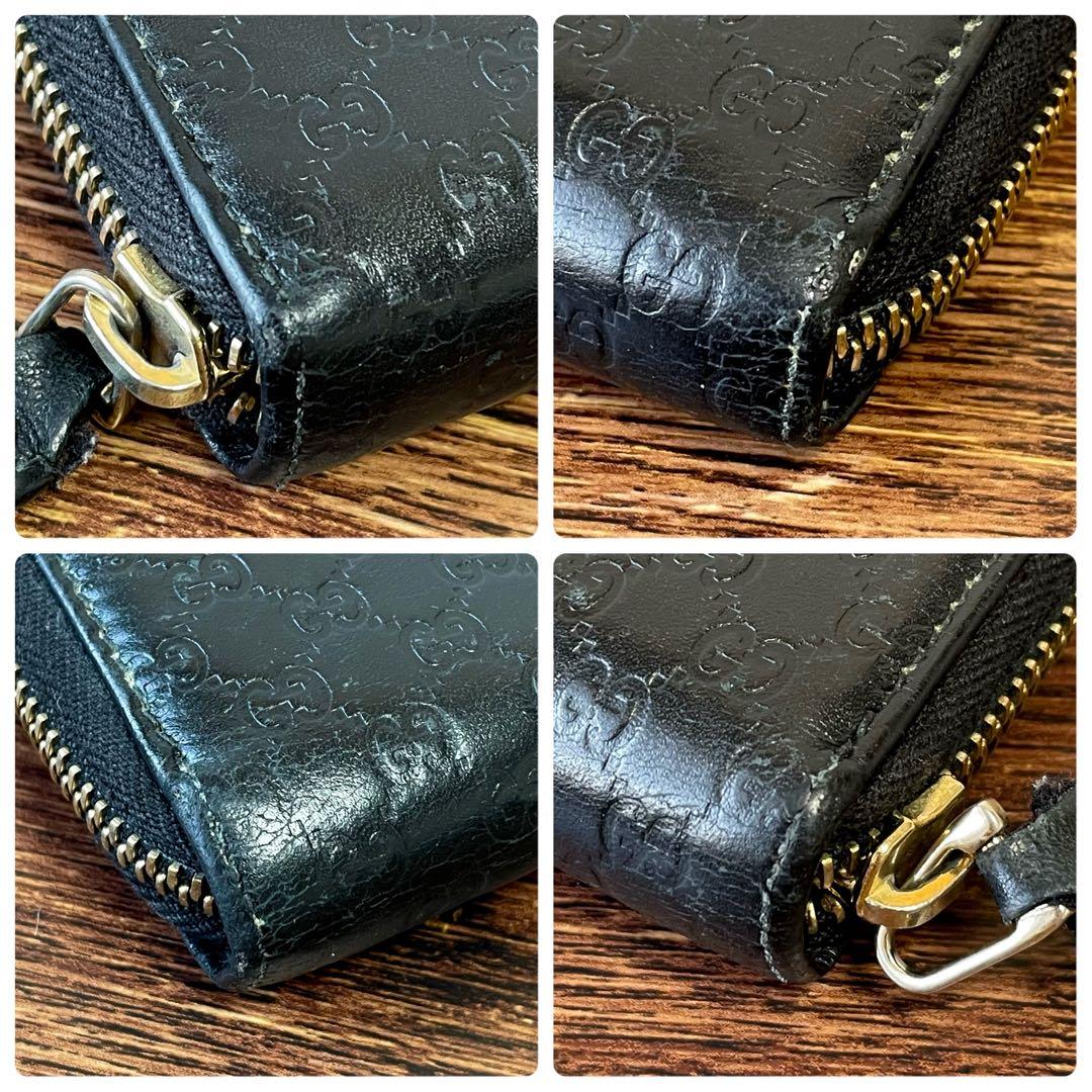 Gucci GG Guccissima All Over Pattern Wallet Round Zip Leather Black — view 5