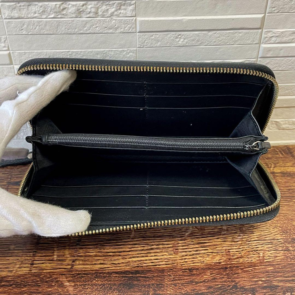 Gucci GG Guccissima All Over Pattern Wallet Round Zip Leather Black — view 6
