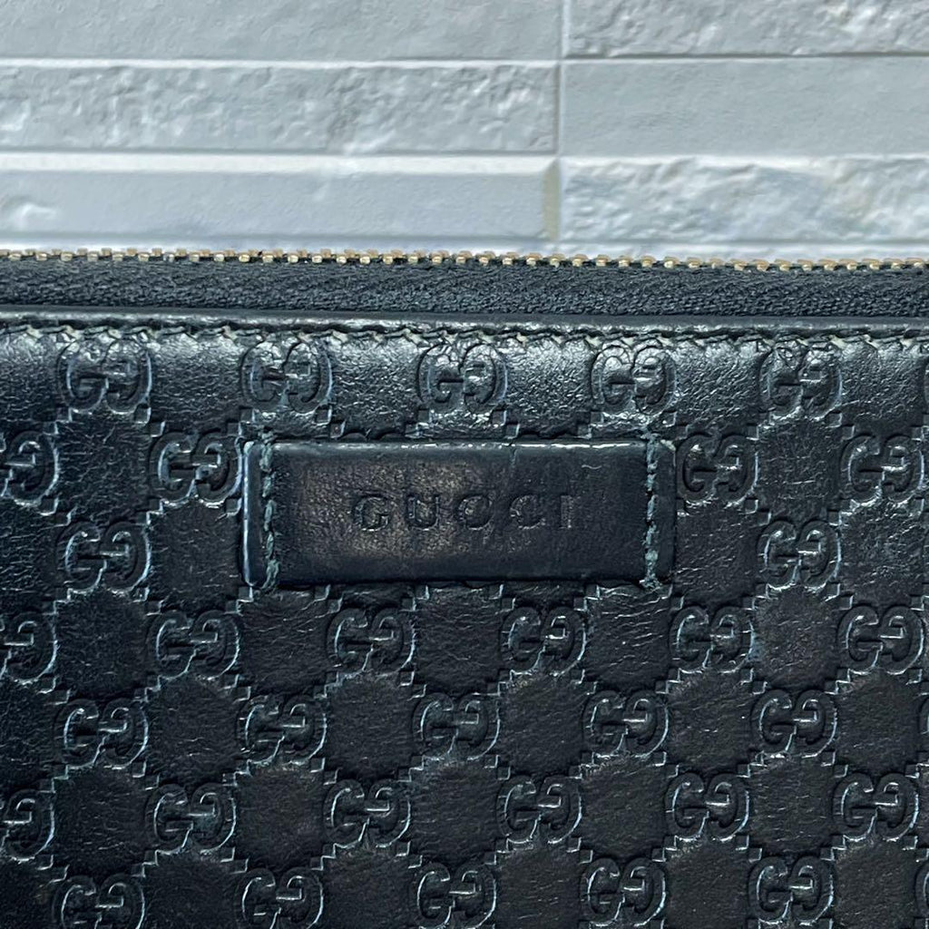 Gucci GG Guccissima All Over Pattern Wallet Round Zip Leather Black — view 9