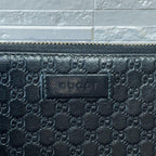 Gucci GG Guccissima All Over Pattern Wallet Round Zip Leather Black — view 9