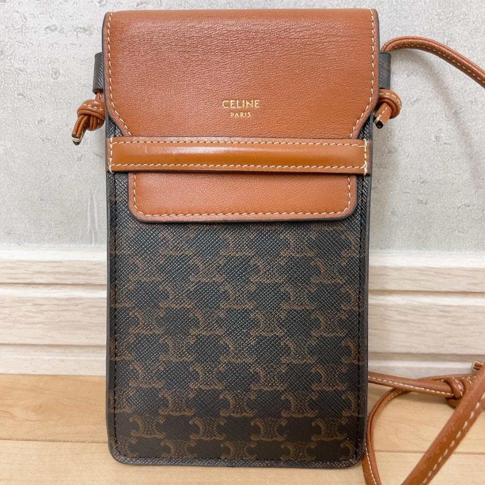 Celine Triomphe Mobile Pouch Smartphone Shoulder Brown — view 2
