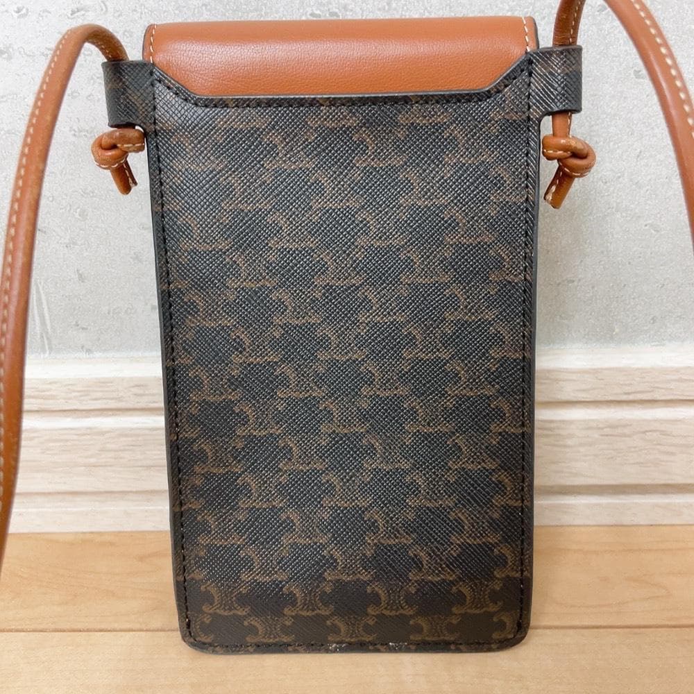 Celine Triomphe Mobile Pouch Smartphone Shoulder Brown — view 3