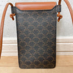 Celine Triomphe Mobile Pouch Smartphone Shoulder Brown — view 3