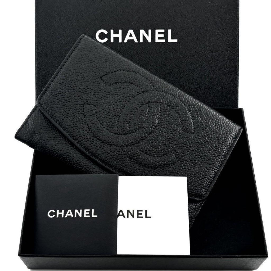 Chanel Wallet Coco Stitch Jumbo CC Logo Caviar Medium