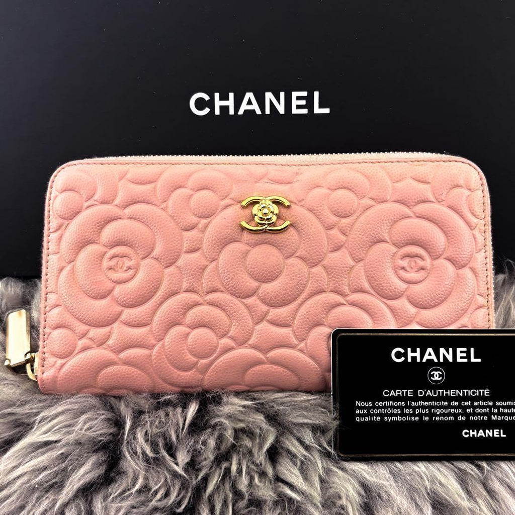 Chanel Wallet Camellia Caviar Round