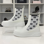 Gucci GG Supreme Leather Logo Side Gore Boots White — view 2