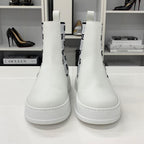 Gucci GG Supreme Leather Logo Side Gore Boots White — view 4