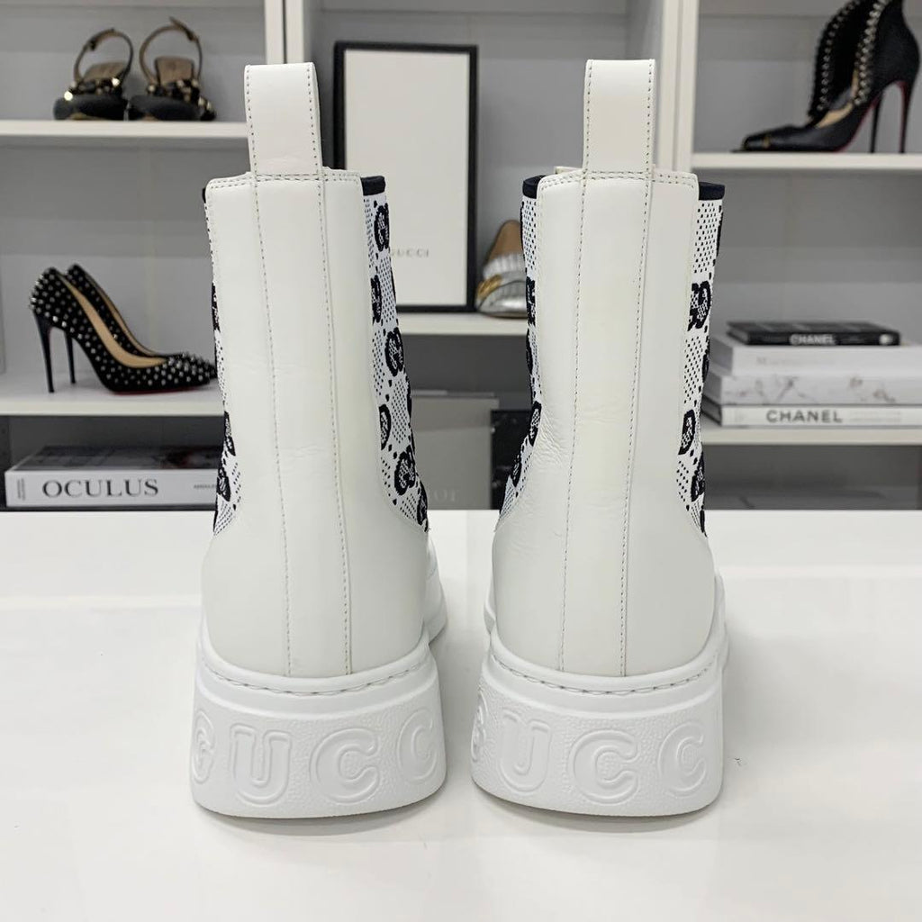 Gucci GG Supreme Leather Logo Side Gore Boots White — view 6