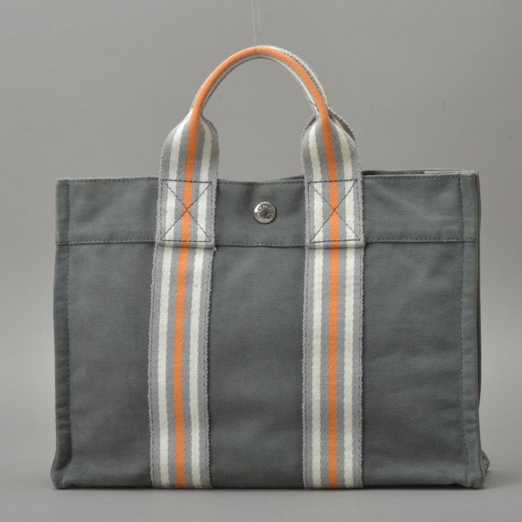 Hermes Ginza Store Limited Fourre Tout PM Handbag Canvas Gray Tote