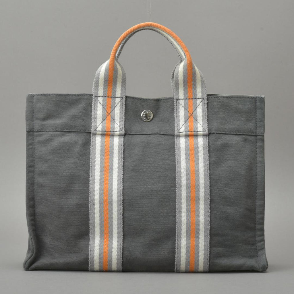 Hermes Ginza Store Limited Fourre Tout PM Handbag Canvas Gray Tote — view 3