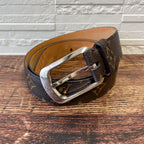 Louis Vuitton Monogram Leather Ceinture Belt Silver Brown