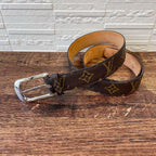 Louis Vuitton Monogram Leather Ceinture Belt Silver Brown — view 2