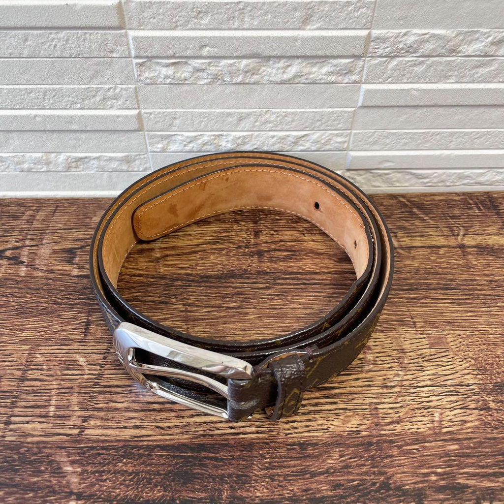 Louis Vuitton Monogram Leather Ceinture Belt Silver Brown — view 3