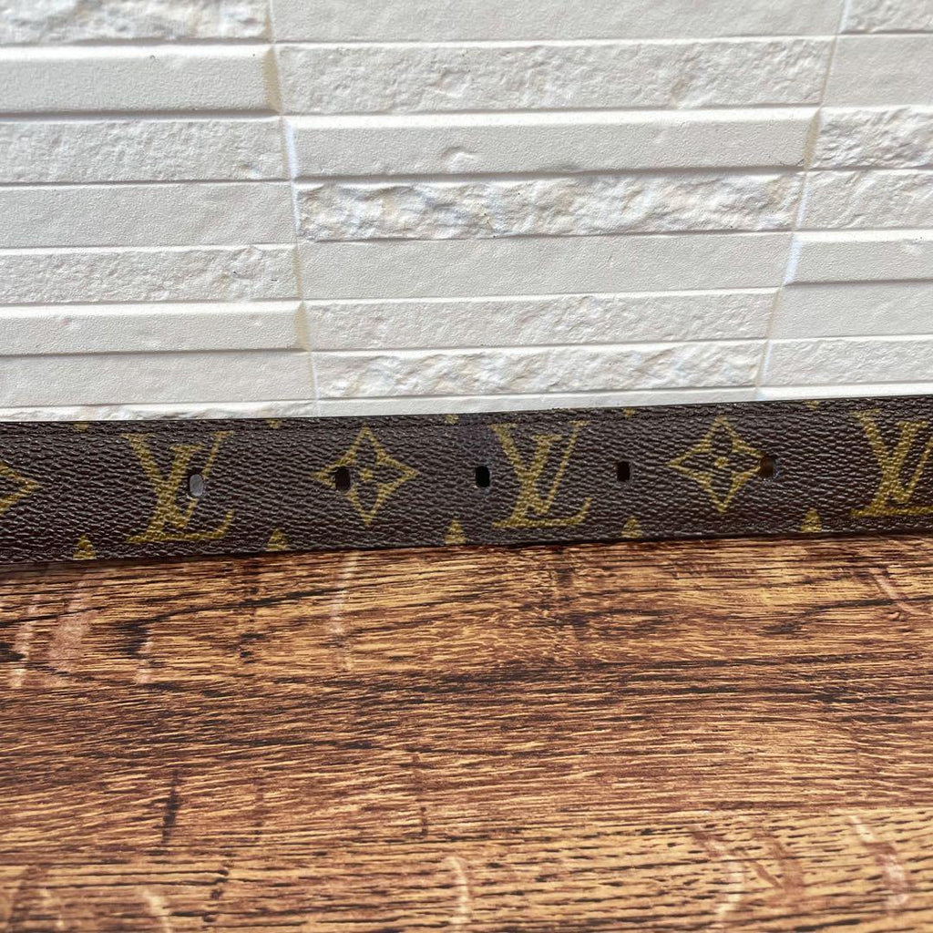 Louis Vuitton Monogram Leather Ceinture Belt Silver Brown — view 6