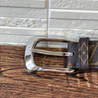 Louis Vuitton Monogram Leather Ceinture Belt Silver Brown — view 8