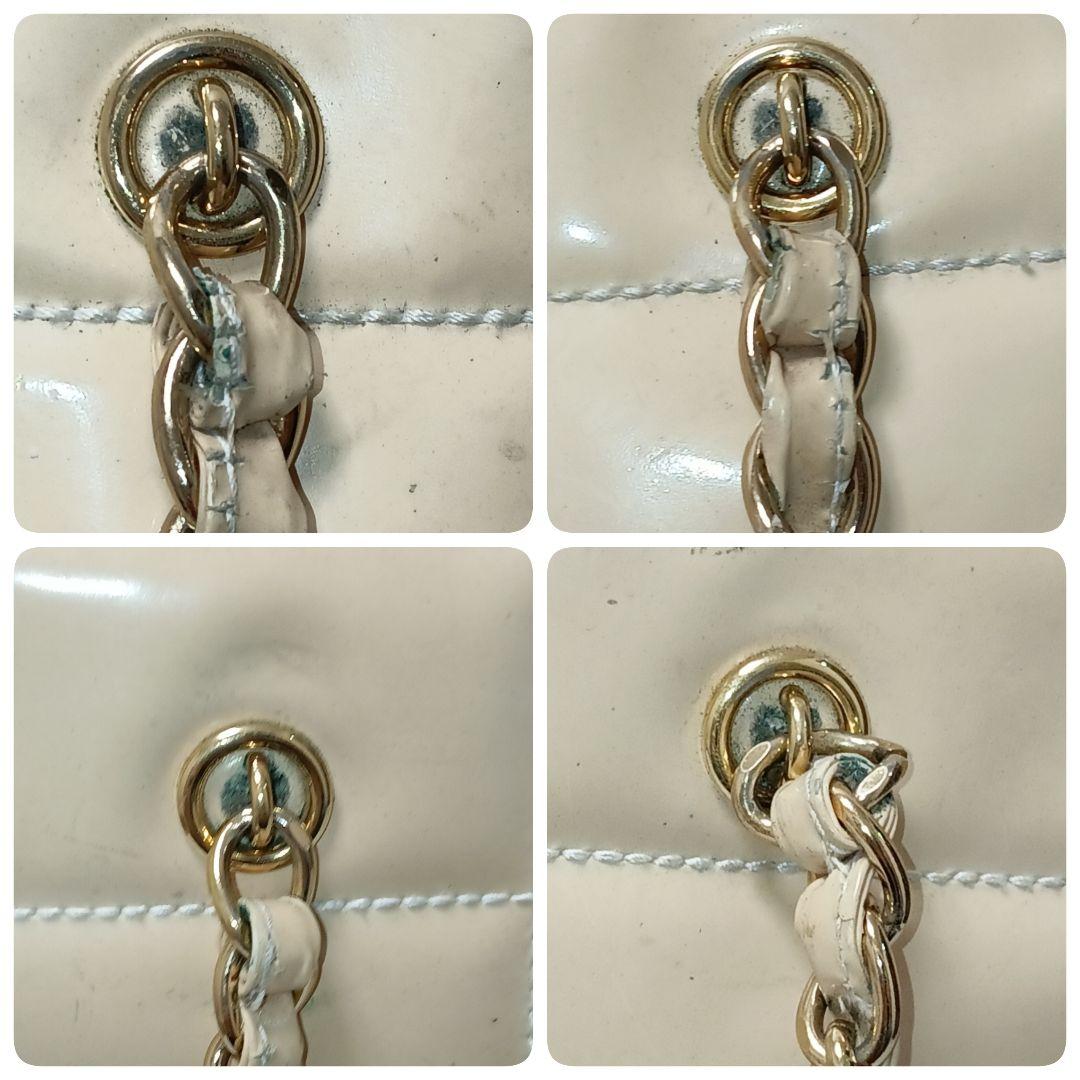 Chanel Quilted Enamel Chain Shoulder Tote Beige — view 6