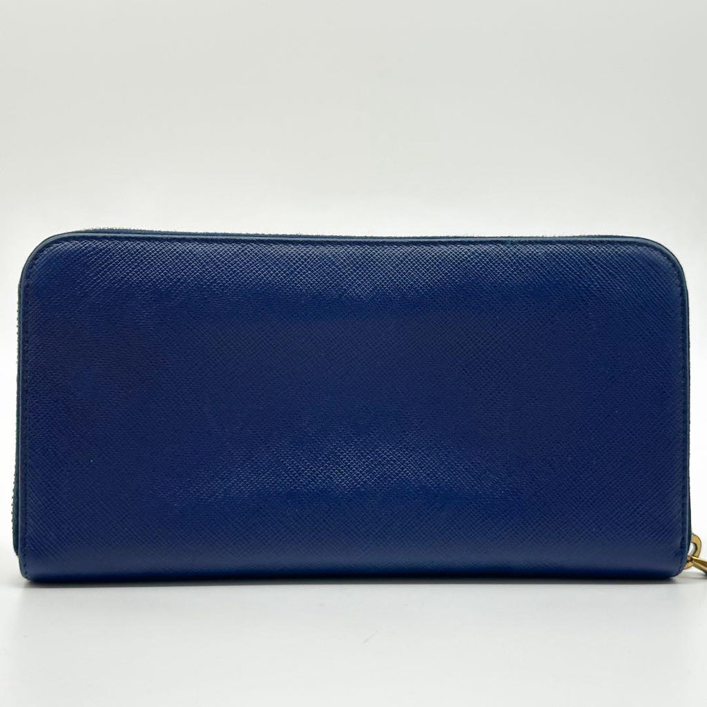 Prada Saffiano Logo Leather Triangle Zip Around Wallet — view 3