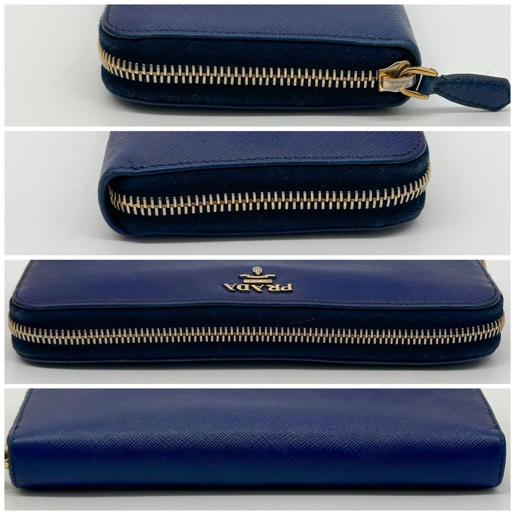 Prada Saffiano Logo Leather Triangle Zip Around Wallet — view 4
