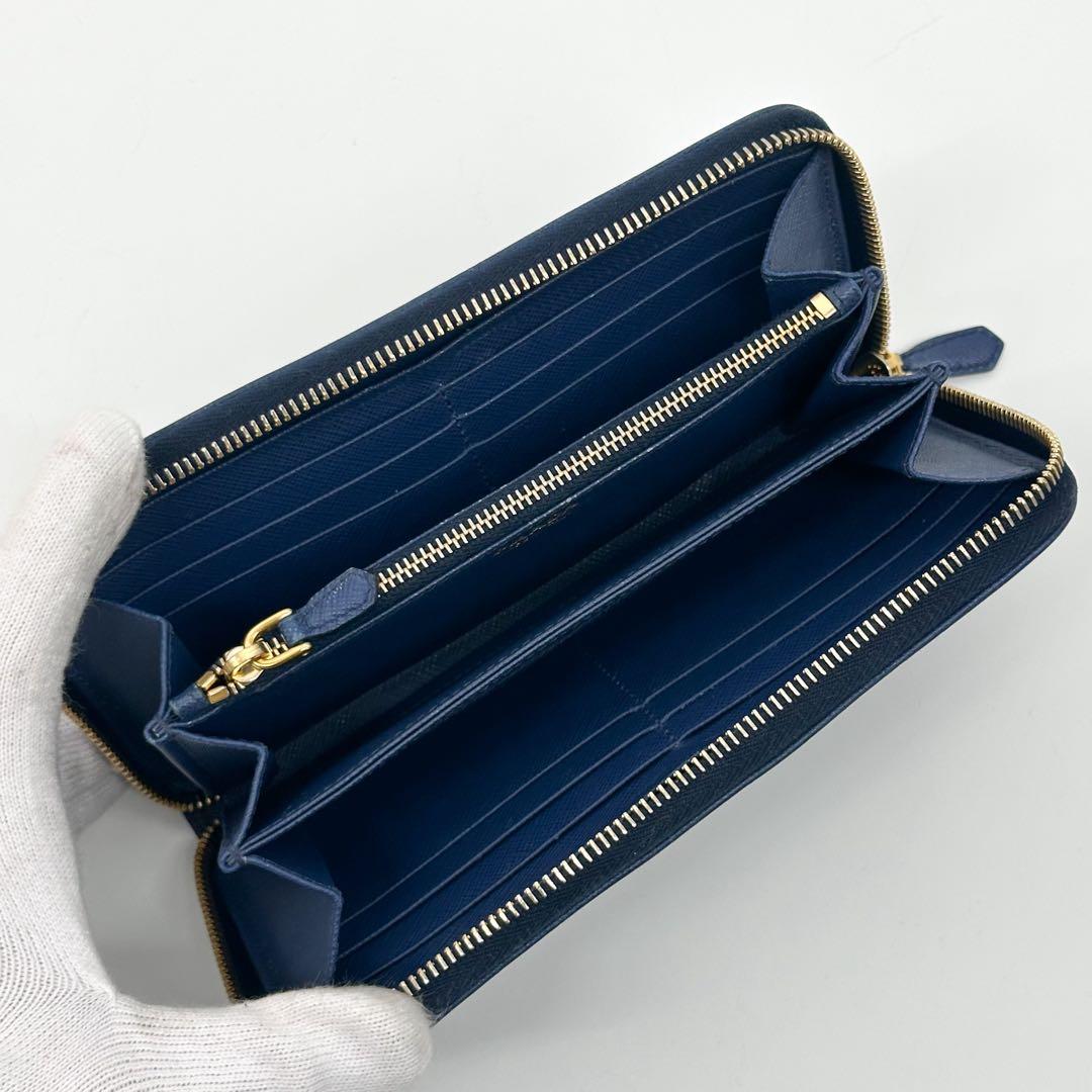 Prada Saffiano Logo Leather Triangle Zip Around Wallet — view 6