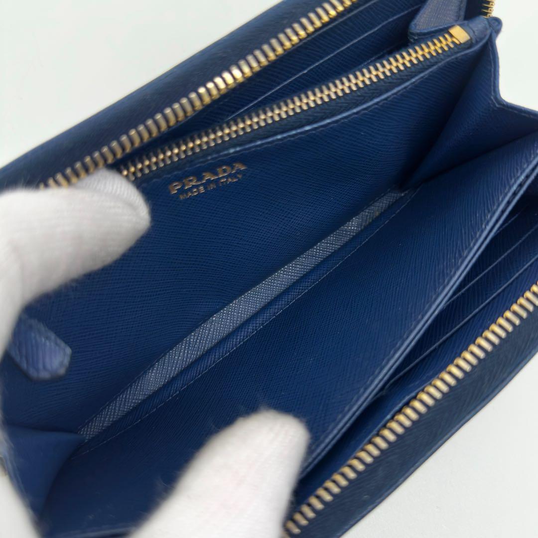 Prada Saffiano Logo Leather Triangle Zip Around Wallet — view 8
