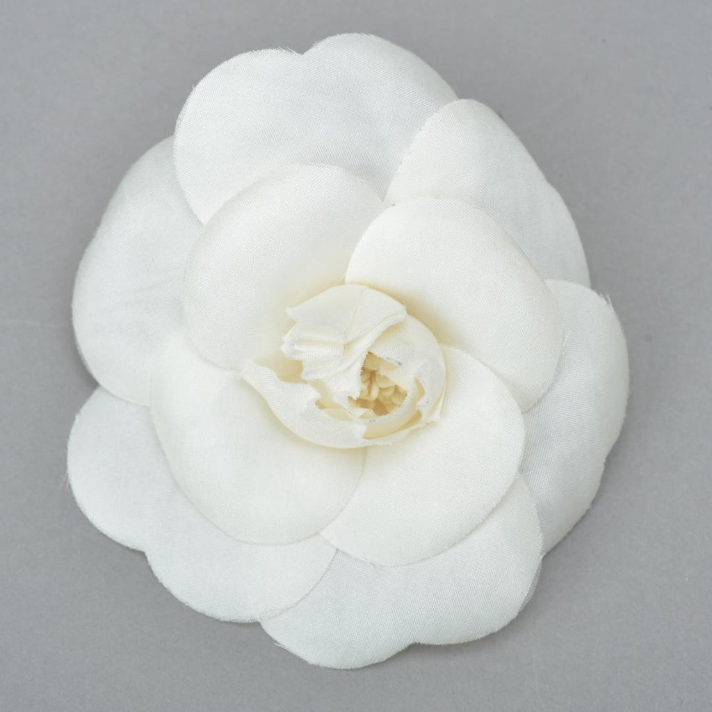 Chanel Camellia Brooch Corsage Silk White Flower — view 2
